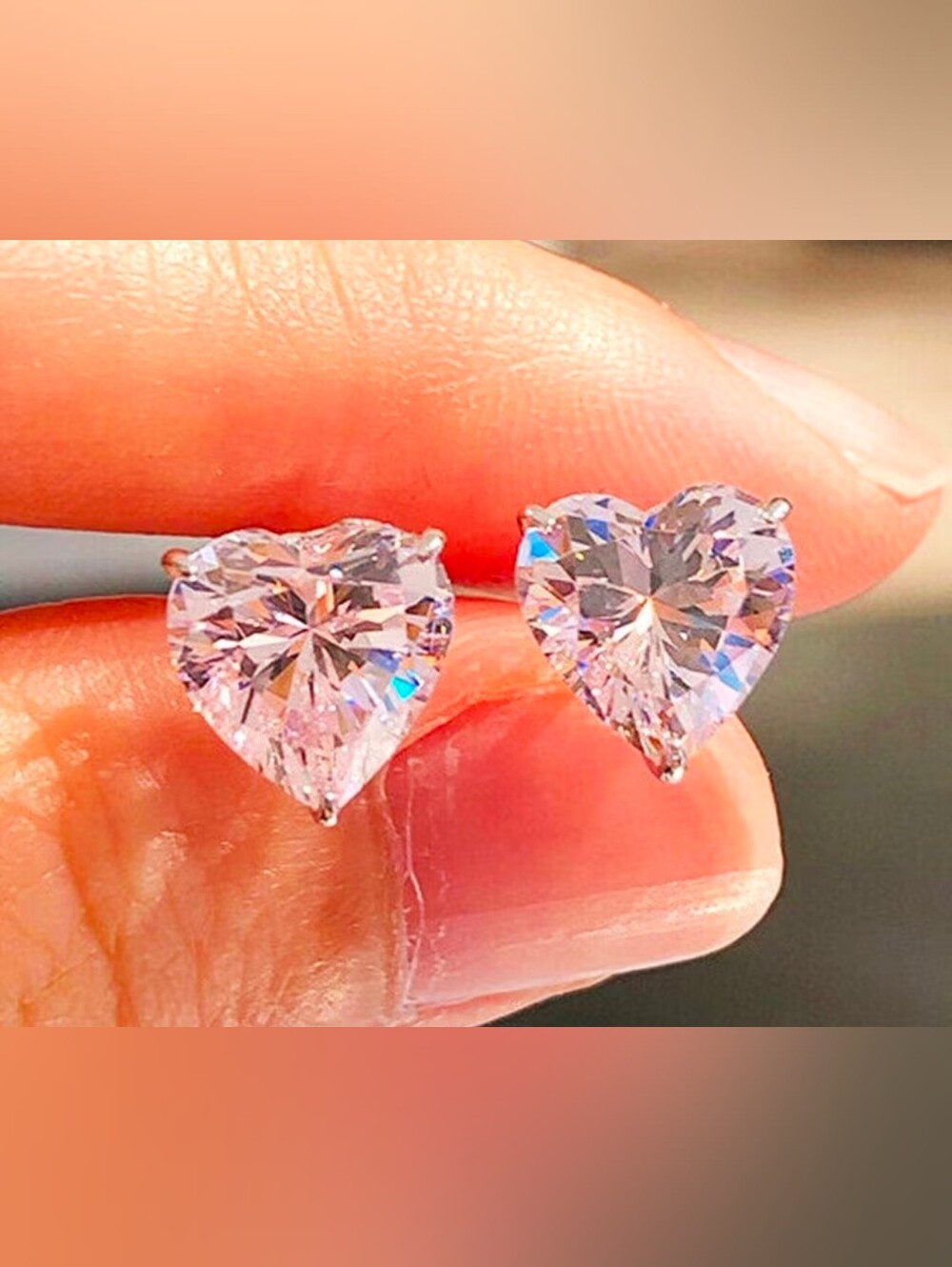 $8 Each Or Bundle 5/$20 Heart-Cut Clear Crystal Stud Earrings